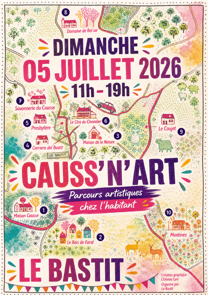 « Causs’n ’art » 2026 Rendez-vous le 5 juillet au Bastit !