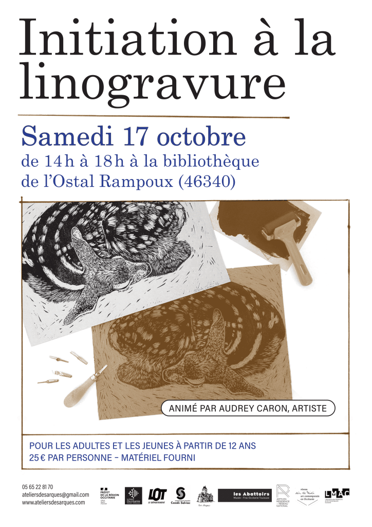 Les Ateliers des Arques proposent un atelier linogravure le 17 octobre / bibliothèque de l'Ostal-Rampoux